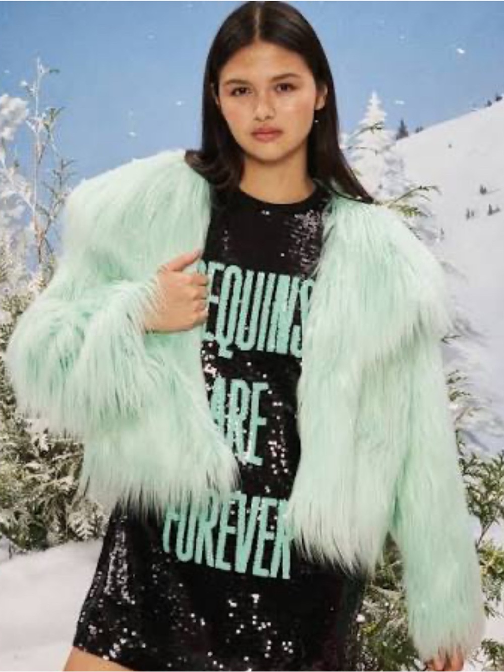Taylor Swift Pastel Mint Faux Fur Teddy Jacket